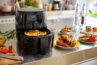 **AJIEYMXD Digitaler Airfryer Ofen | Touchscreen, Flachkorb, Twin-Turbostar-Technologie, ölfreies Kochen, Schwarz**